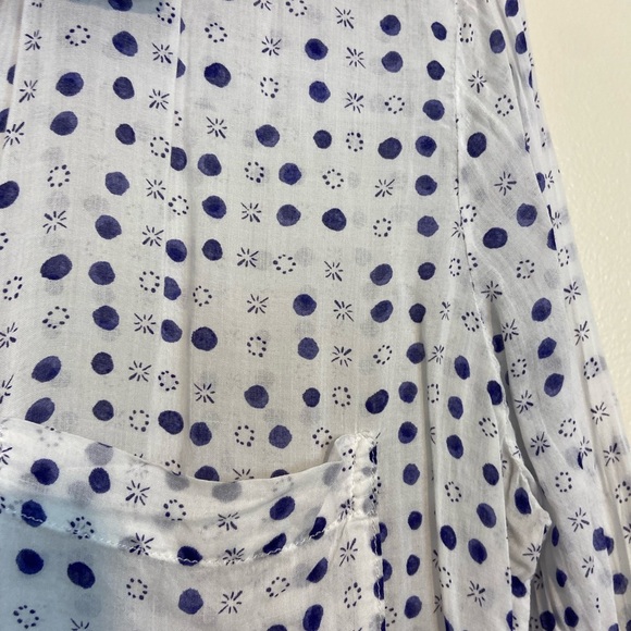 ANTHROPOLOGIE X CLOTH & STONE GAUZY NAVY POLKA DOT BUTTON DOWN SHIRT - Picture 4 of 6